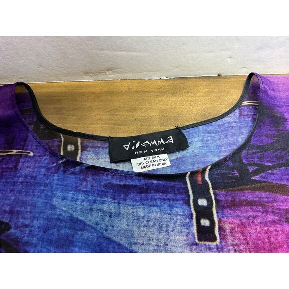 Dilemma By DunShroff Silk Art to Wear Hand Painted Poncho Top OS Silk - Picture 12 of 16